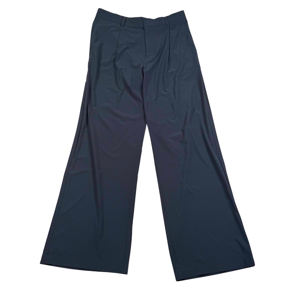 Vuori Villa Wide Leg Trousers Womens Large Navy Blue Gray VW4086 Pleated Relaxed